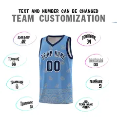 Light Blue Gray Cashew Pattern Basketball Uniform Jersey 39