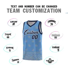 Light Blue Gray Cashew Pattern Basketball Uniform Jersey 4