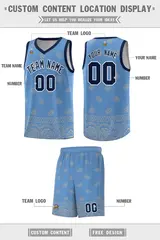 Light Blue Gray Cashew Pattern Basketball Uniform Jersey 40