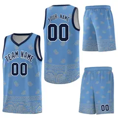 Light Blue Gray Cashew Pattern Basketball Uniform Jersey 41