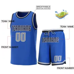 Light Blue Gray-Navy Classic Sets Basketball Jersey 2