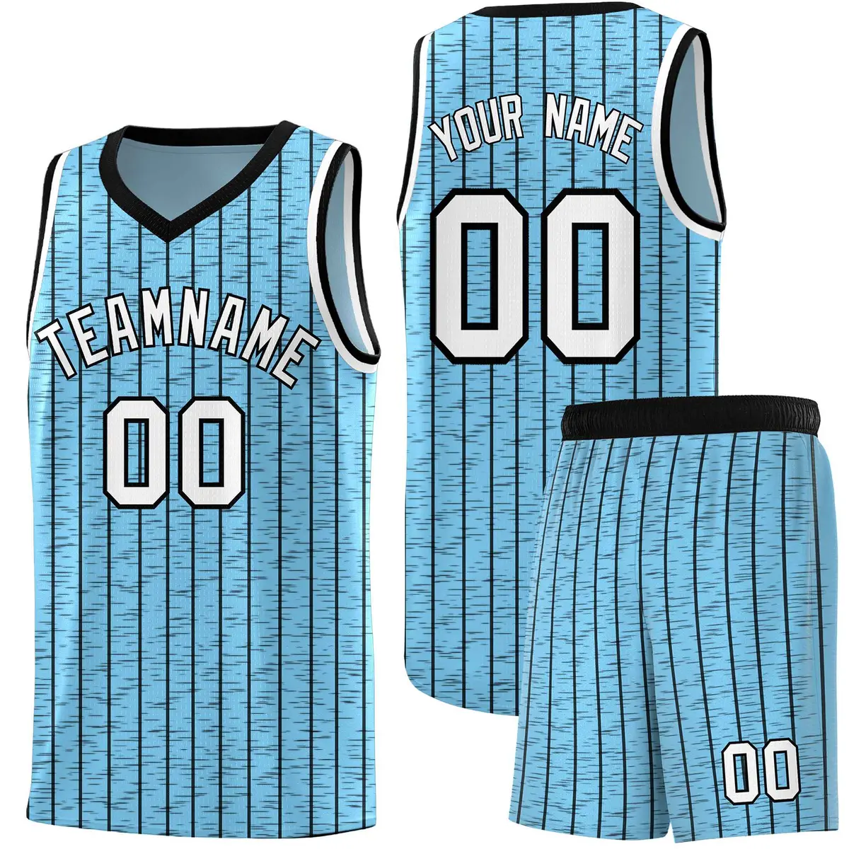 Light Blue Gray Pinstripe Retro Uniform Basketball Jersey