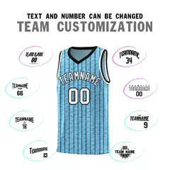 Light Blue Gray Pinstripe Retro Uniform Basketball Jersey 4