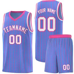 Light Blue Gray Pinstripe Retro Uniform Basketball Jersey 1