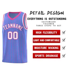 Light Blue Gray Pinstripe Retro Uniform Basketball Jersey 2
