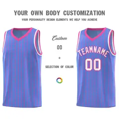 Light Blue Gray Pinstripe Retro Uniform Basketball Jersey 3