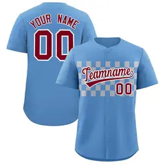 Light Blue Gray Plaid Fashion Authentic Baseball Jersey 1