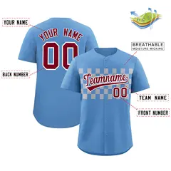 Light Blue Gray Plaid Fashion Authentic Baseball Jersey 2