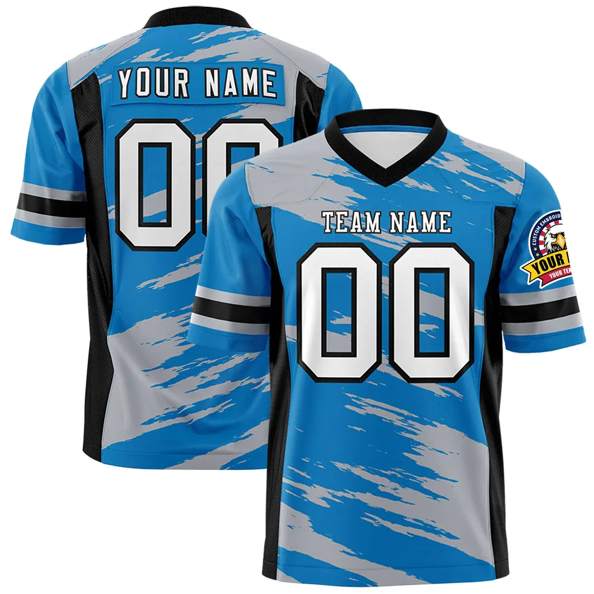 Light Blue Gray Scratch Pattern Authentic Football Jersey