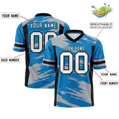 Light Blue Gray Scratch Pattern Authentic Football Jersey 2