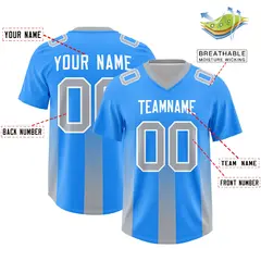 Light Blue Gray Vertical Gradient Stripe Football Jersey 2