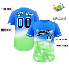 Light Blue Green-White Gradient Baseball Jersey 2