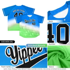 Light Blue Green-White Gradient Baseball Jersey 4