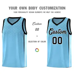 Light Blue Honeycomb Pattern Basketball Uniform Jersey 3