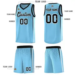Light Blue Honeycomb Pattern Basketball Uniform Jersey 5