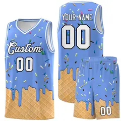 Light Blue Ice Cream Element Pattern Basketball Kits
