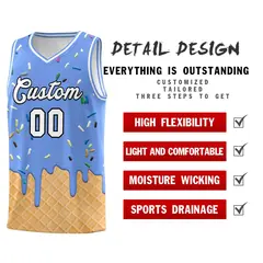 Light Blue Ice Cream Element Pattern Basketball Kits 2