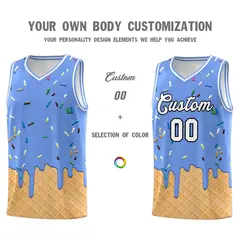 Light Blue Ice Cream Element Pattern Basketball Kits 3