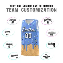 Light Blue Ice Cream Element Pattern Basketball Kits 4