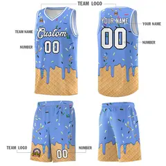 Light Blue Ice Cream Element Pattern Basketball Kits 5