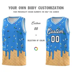Light Blue Ice Cream Element Pattern Basketball Kits 3