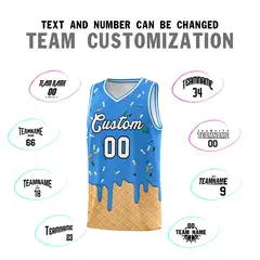 Light Blue Ice Cream Element Pattern Basketball Kits 4
