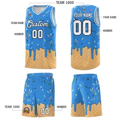 Light Blue Ice Cream Element Pattern Basketball Kits 5