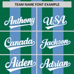 Light Blue Kelly Green Thick Stripe Baseball Jersey 3