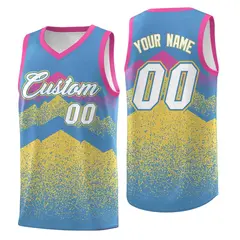 Light Blue Khaki Mountain Fade Gradient Basketball Jersey 1