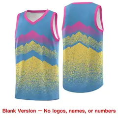 Light Blue Khaki Mountain Fade Gradient Basketball Jersey 6