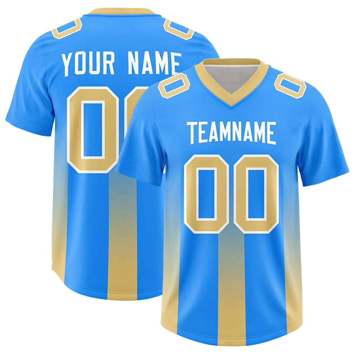 Light Blue Khaki Vertical Stripe Gradient Football Jersey