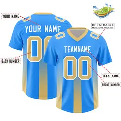 Light Blue Khaki Vertical Stripe Gradient Football Jersey 2