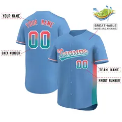 Light Blue Light Red-Aqua Gradient Side Baseball Jersey 2