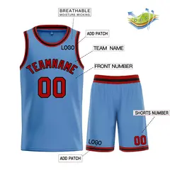 Light Blue Maroon-Black Bull Classic Sets Basketball Jersey 3