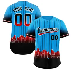 Light Blue Miami City Silhouette Baseball Jersey 1