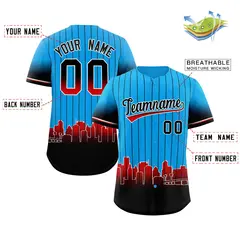 Light Blue Miami City Silhouette Baseball Jersey 2