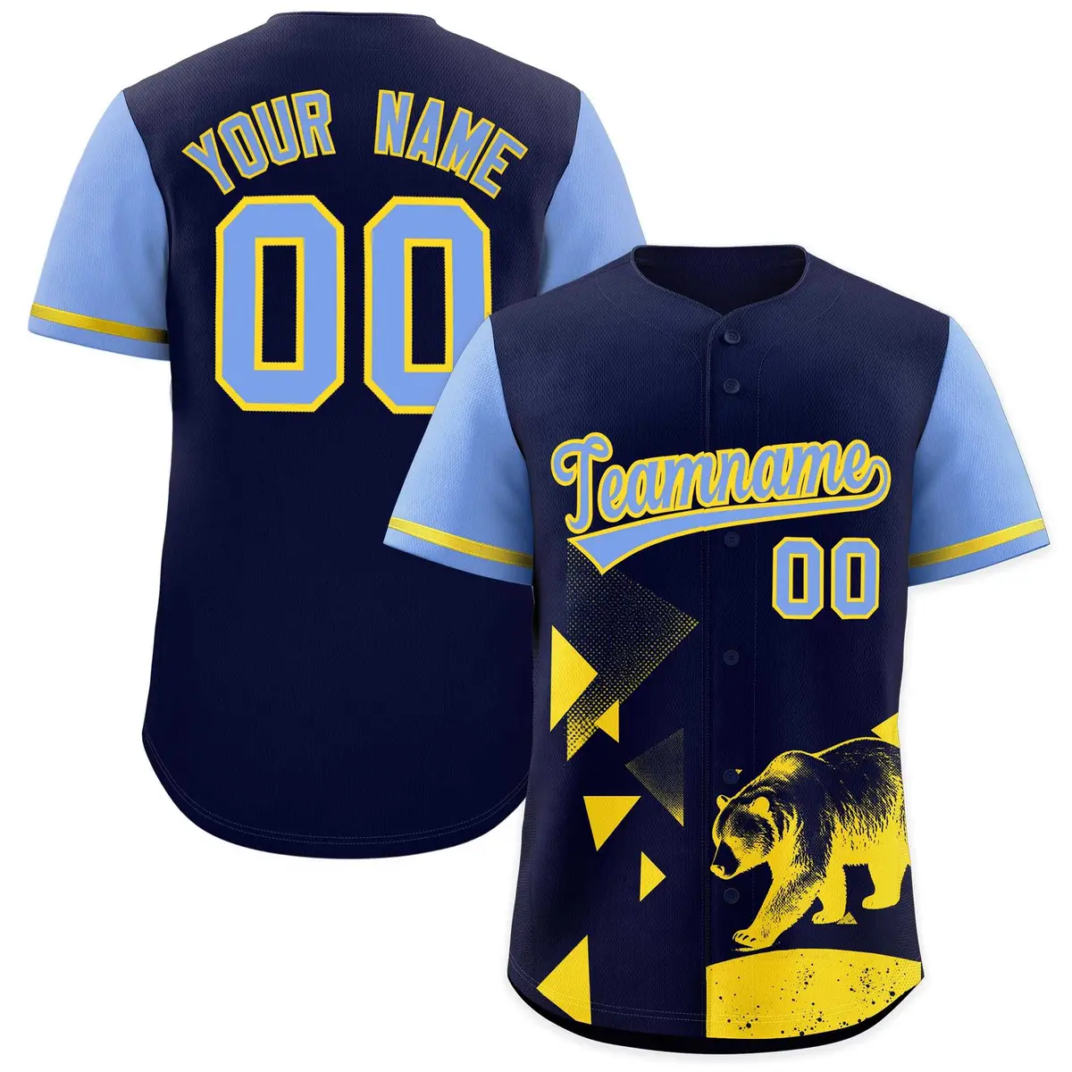 Light Blue Midnight Blue Raptor Series Raglan Baseball Jersey