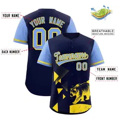 Light Blue Midnight Blue Raptor Series Raglan Baseball Jersey 2