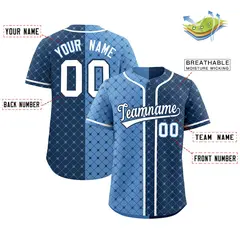 Light Blue Midnight Blue Split Plaid Baseball Jersey 2