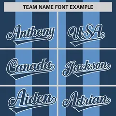 Light Blue Midnight Blue Thick Stripe Baseball Jersey 3