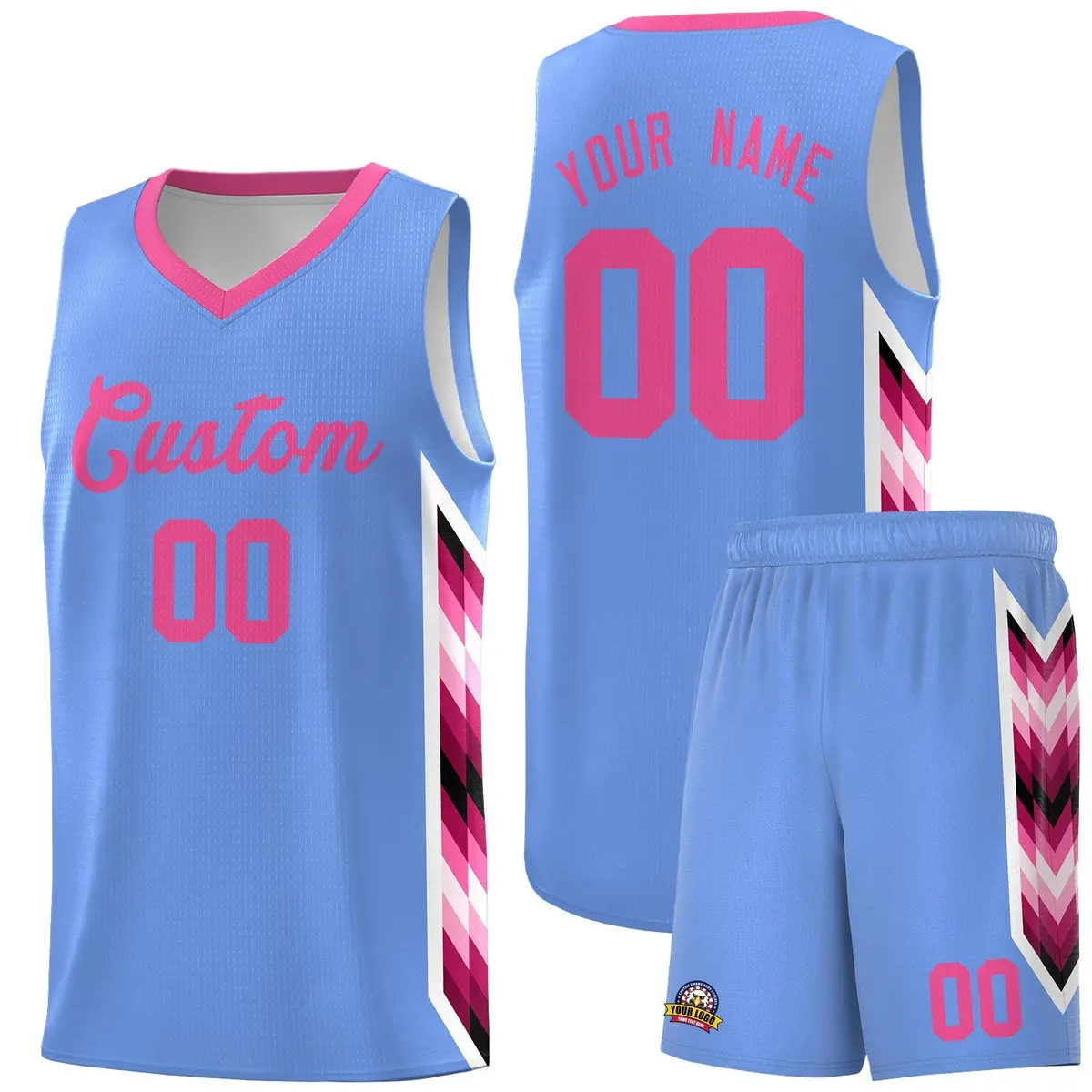 Light Blue Mosaic Gradient Fashion Basketball Jersey Uniform