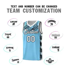 Light Blue Mosaic Stars Pattern Basketball Jersey 4