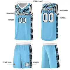 Light Blue Mosaic Stars Pattern Basketball Jersey 5
