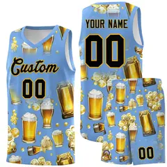 Light Blue National Beer Day Beer Bubble Basketball Jersey