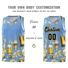 Light Blue National Beer Day Beer Bubble Basketball Jersey 2
