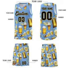 Light Blue National Beer Day Beer Bubble Basketball Jersey 3
