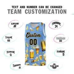 Light Blue National Beer Day Beer Bubble Basketball Jersey 4