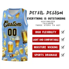 Light Blue National Beer Day Beer Bubble Basketball Jersey 5