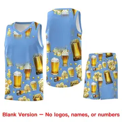 Light Blue National Beer Day Beer Bubble Basketball Jersey 7