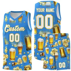 Light Blue National Beer Day Beer Bubble Basketball Jersey 1